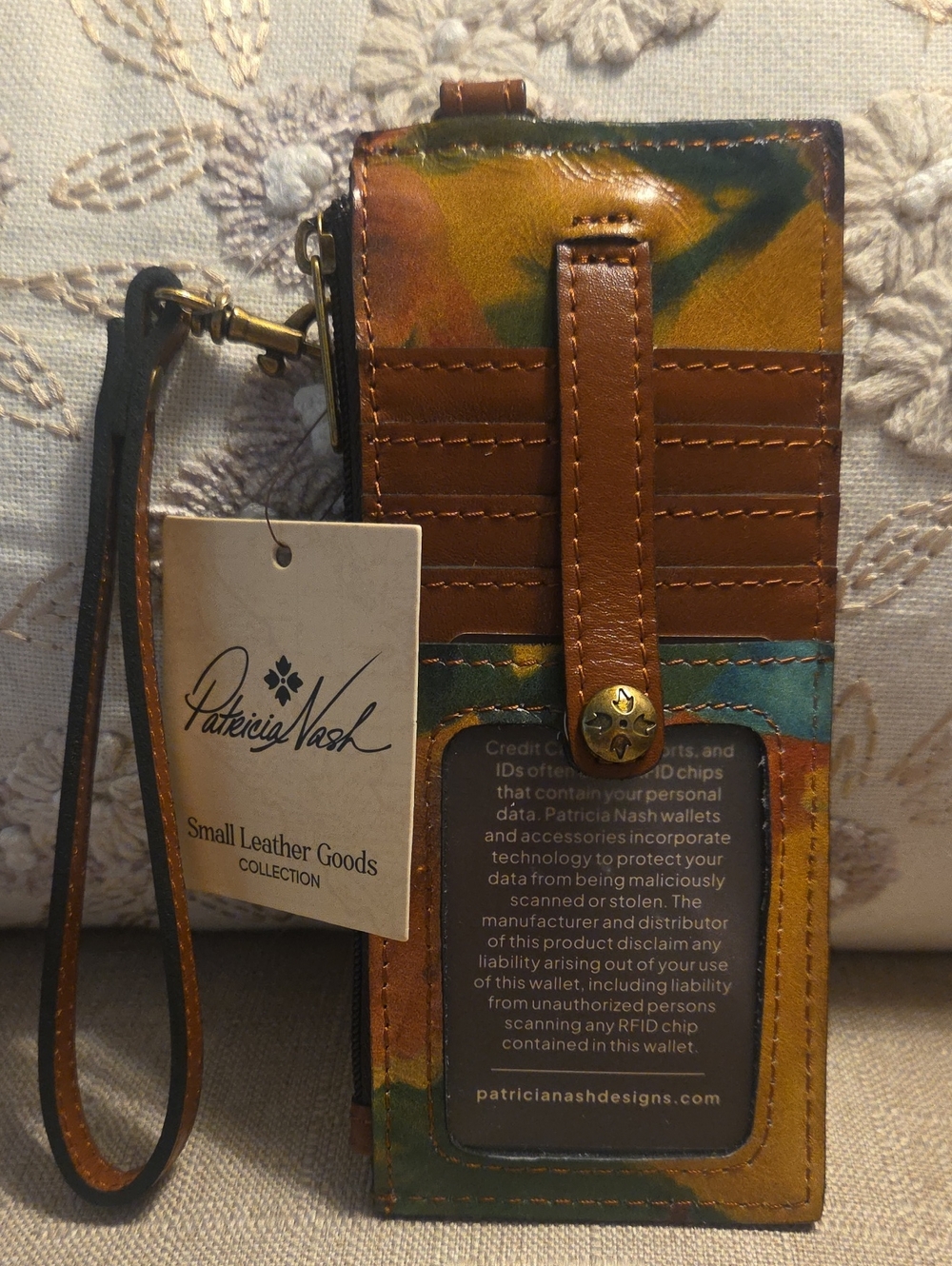 Patricia Nash Alanna Wristlet Wallet Credit Card Holder Watercolor NWT